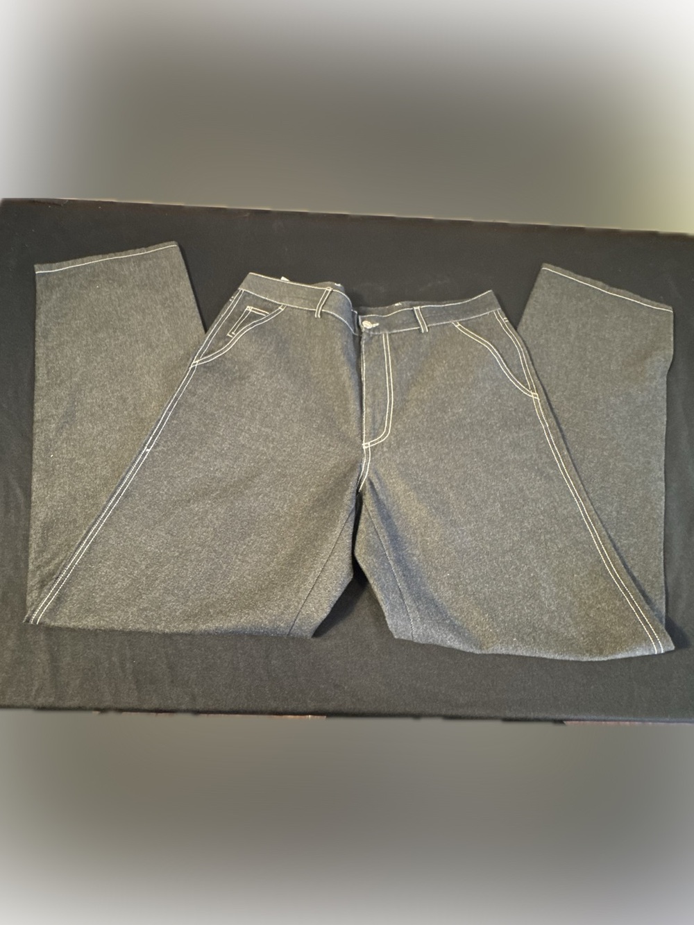 Giuliano Fujiwara Wool Blend Jeans Gray with white  stitching. Italy 54 (US 38)